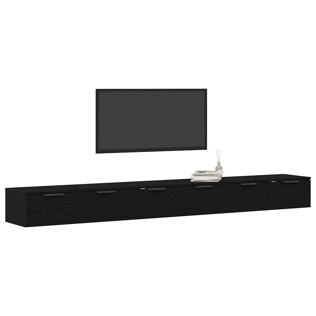 Mobile a muro con cassetto 2 pcs Rovere Nero 102 x 30 x 20 cm 3333075