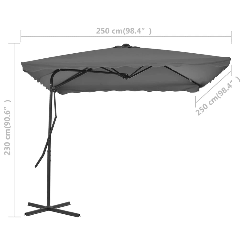 Ombrellone da esterno con palo in acciaio 250 x 250 cm antracite 02_0008187