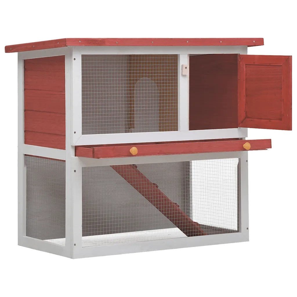 Conigliera per Esterni con 1 Porta Rosso in Legno CFW8527397
