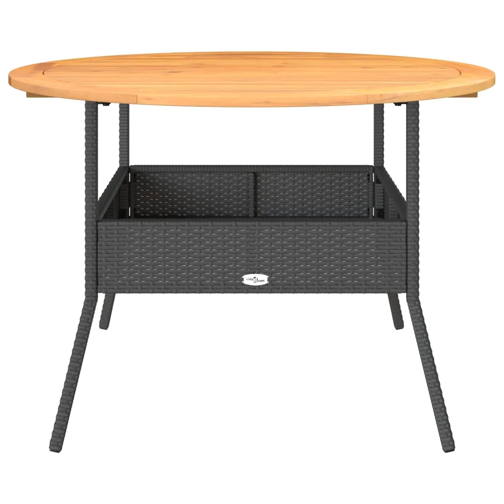 Tavolo Giardino Piano Legno Acacia Nero Ø110x71 cm Polyrattan 368625