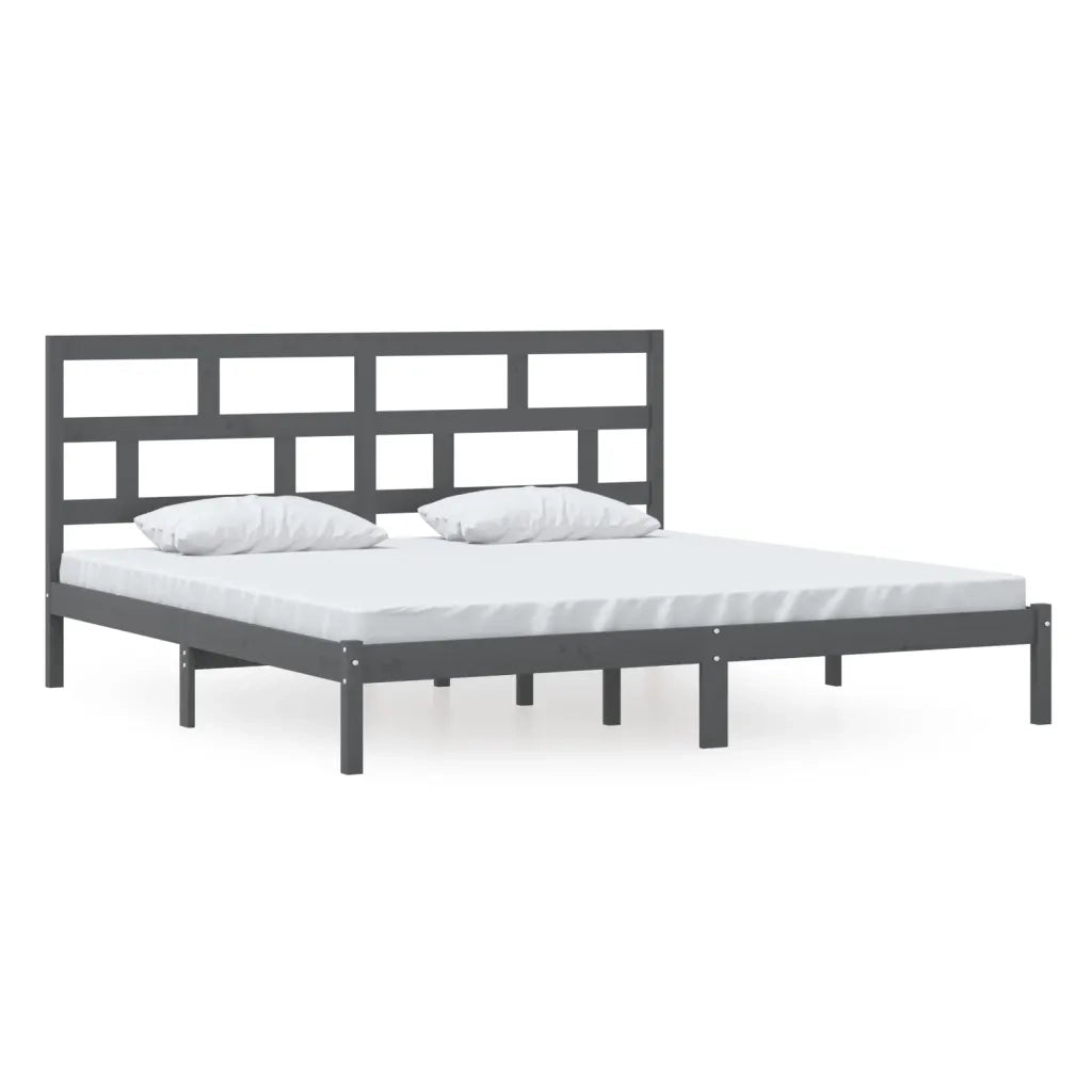 Giroletto-Struttura Letto Grigio in Legno Massello di Pino 200x200 cm 211808