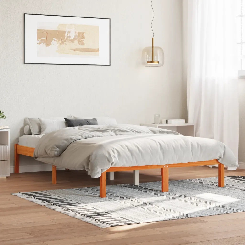 Giroletto senza Materasso-Struttura Letto Marrone Cera 120x200 cm Legno di Pino 158280