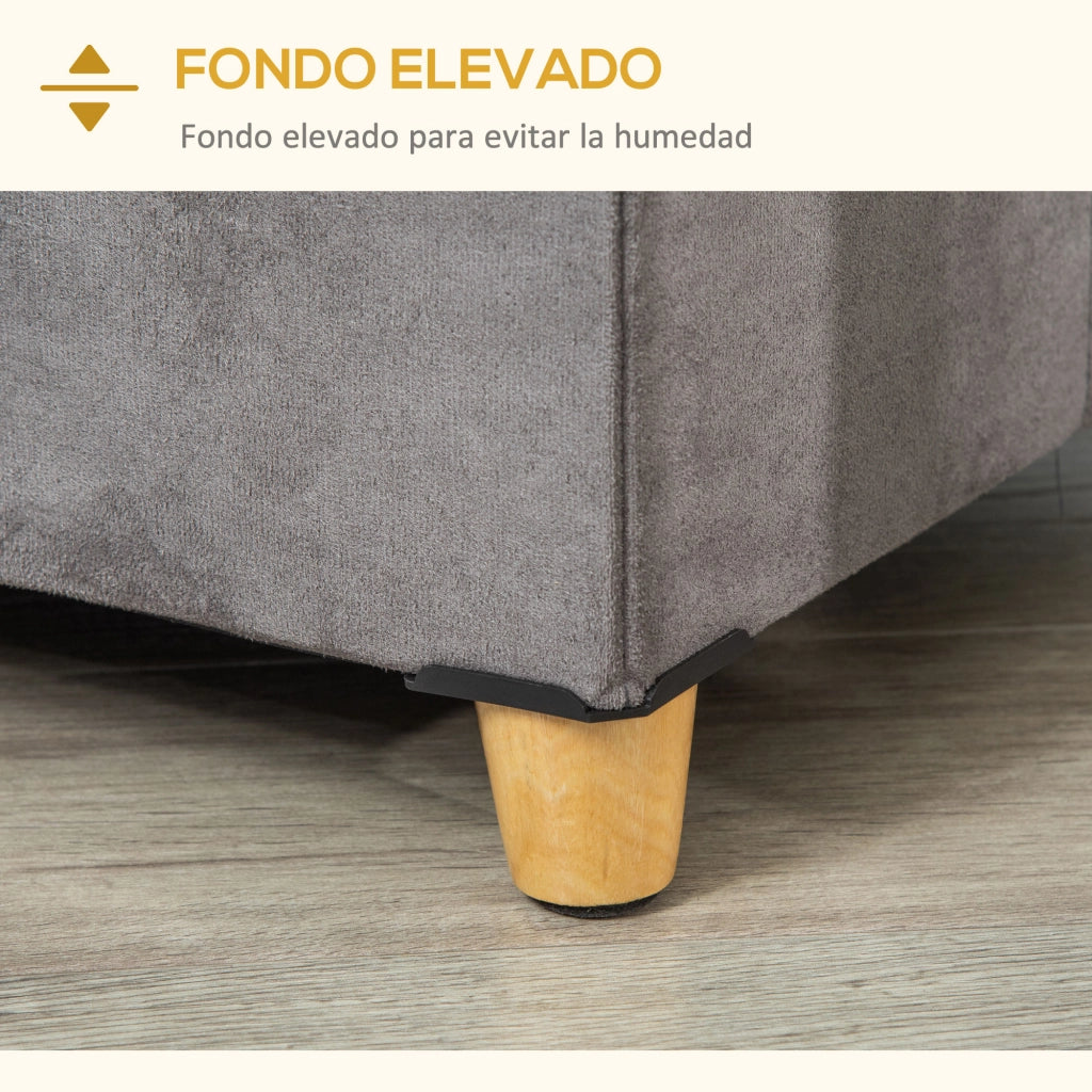 Tavolino da soggiorno con ripiano estraibile e cuscino lavabile ¨C Minimal ¨C Grigio 60x45x44,5 cm