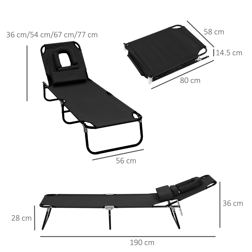 Chaise Longue Pieghevole per Giardino ¨C Minimal ¨C Nero