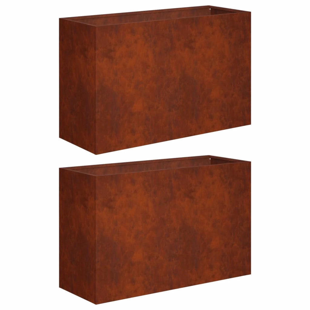 Vaso da giardino 2 pz Ruggine 80 x 40 x 50 cm Acciaio Corten 8005721