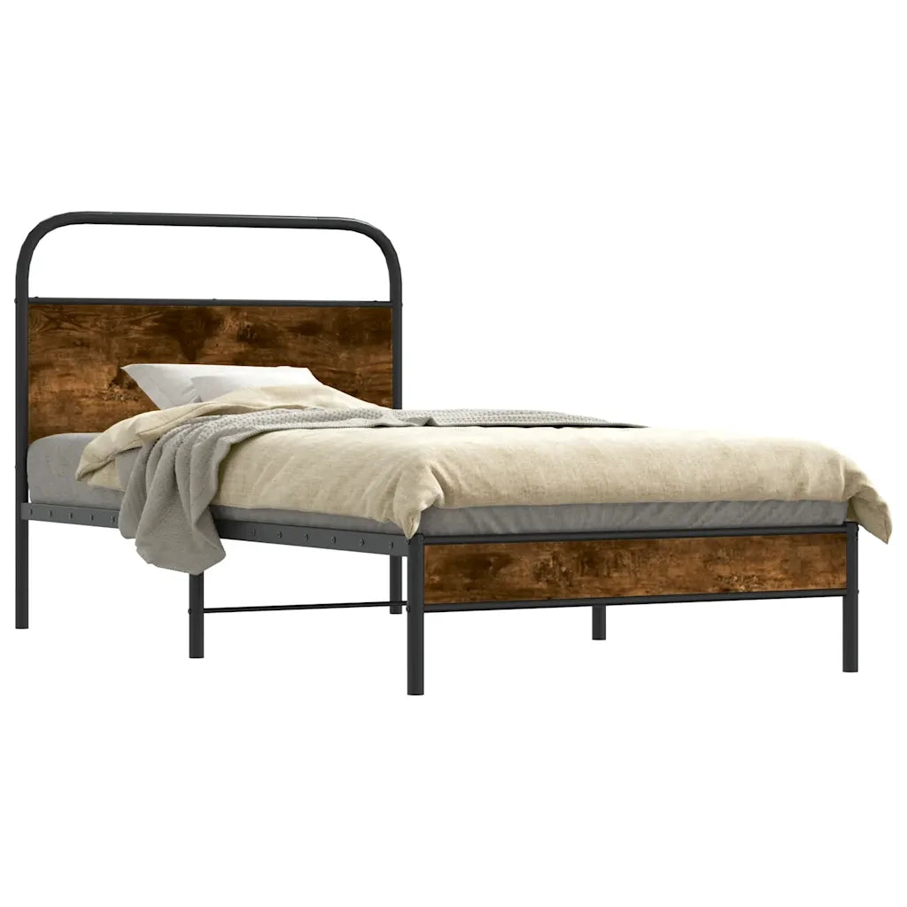 Giroletto senza Materasso-Struttura Letto Rovere Fumo 100x190 cm in Truciolato 519540