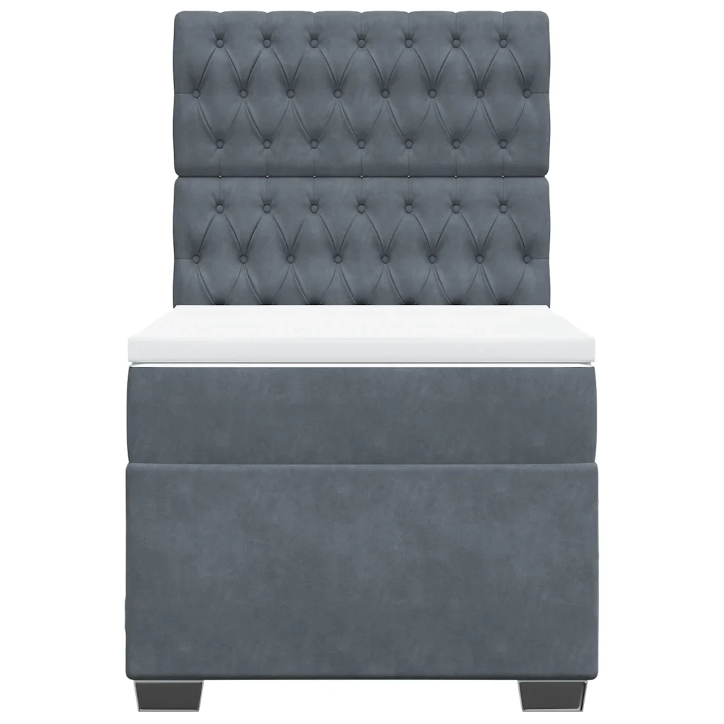 Giroletto a Molle con Materasso Grigio Scuro 90x190 cm Velluto 3293093