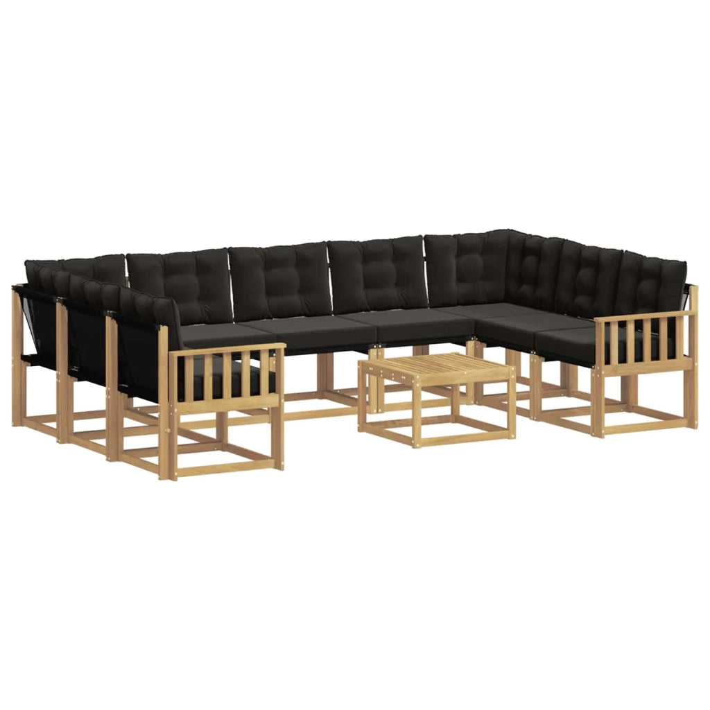 Set di divani da esterno 10 pz Bianco e Nero 3389882