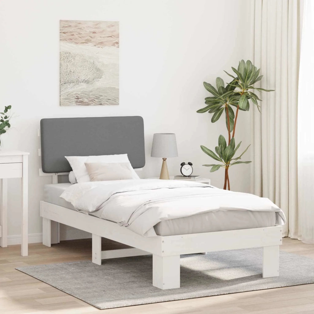 Letto con Testiera Rivestita-Struttura Letto con Testiera Grigio chiaro 75 x 190 cm 206479