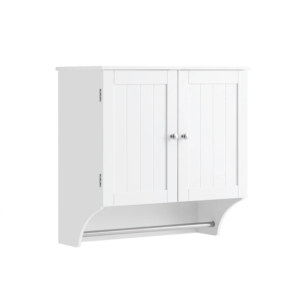 Pensile Con Ante Mobile Da Parete Da Bagno Mobile Porta Medicinali Elegante Armadietto Sospeso Per Il Bagno Bianco 60x30x60cm BZR84-W