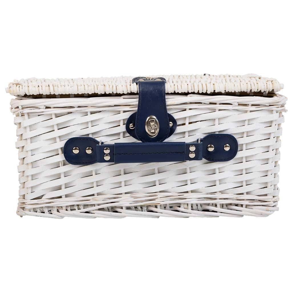 Cesto picnic bianco e blu 40x28x19