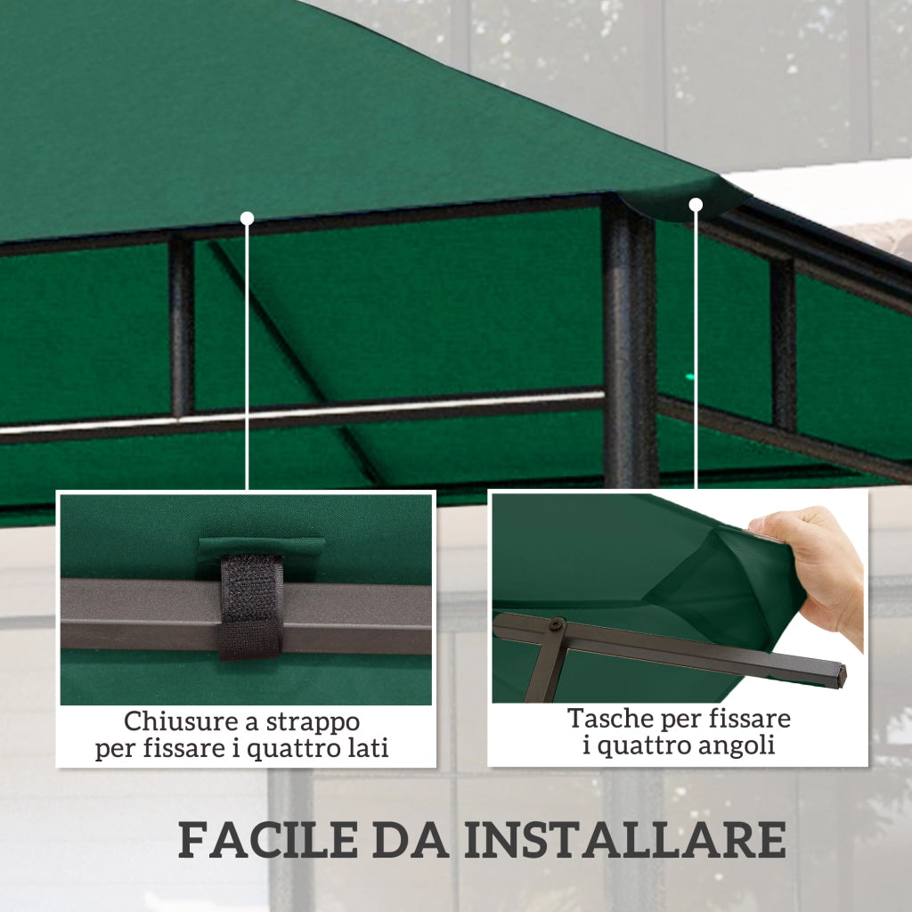 Tetto di Ricambio per Gazebo da Giardino ¨C Xylo ¨C 3x3m Poliestere Verde