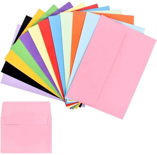 Enveloppe colorata - 12,5 x 17,5 cm - Carta ecologica - Ideale per Feste - 12 pezzi - Adatta per Matrimoni e Compleanni