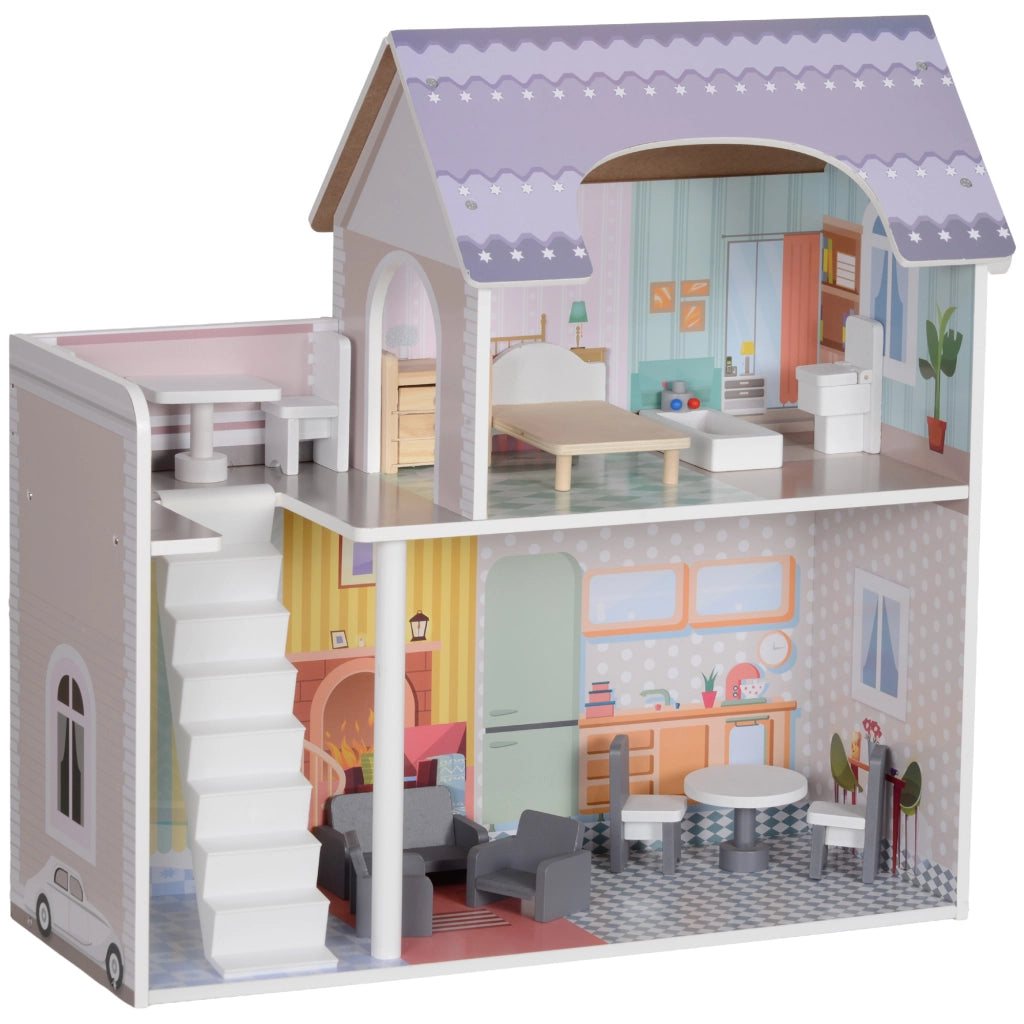Casa delle bambole con mobili e accessori balcone 2 piani ¨C Xylo ¨C Multicolore giocattolo bambini 3 anni