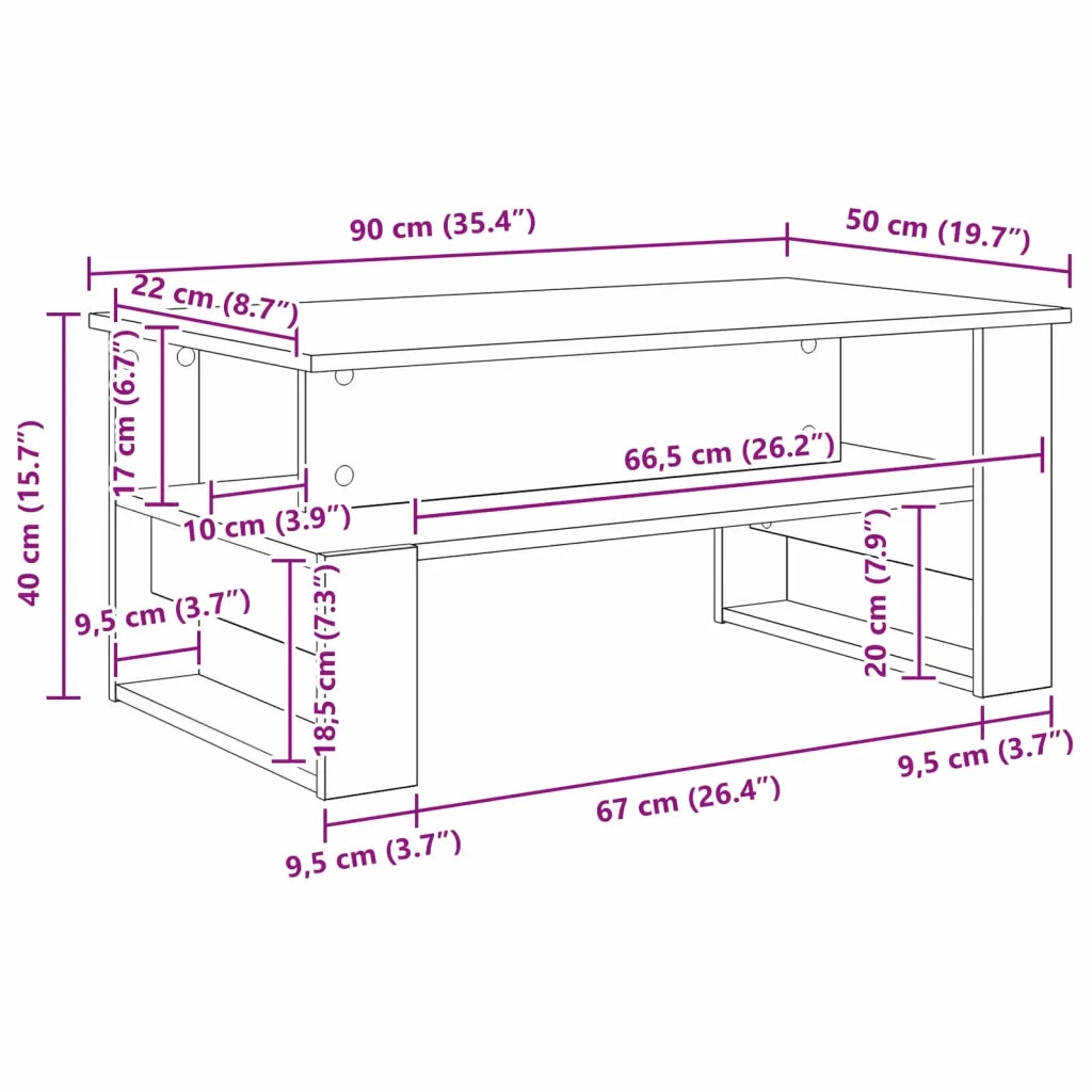 Tavolino da salotto Rovere Sonoma 90 x 50 x 40 cm 8000214