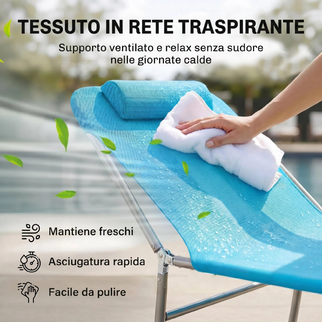 Lettino Pieghevole con Schienale Reclinabile e Cuscino ¨C Minimal ¨C Grigio 182x56x24.5 cm