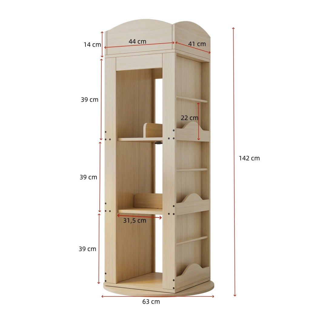 Libreria girevole a 360° multifunzione in MDF colore naturale