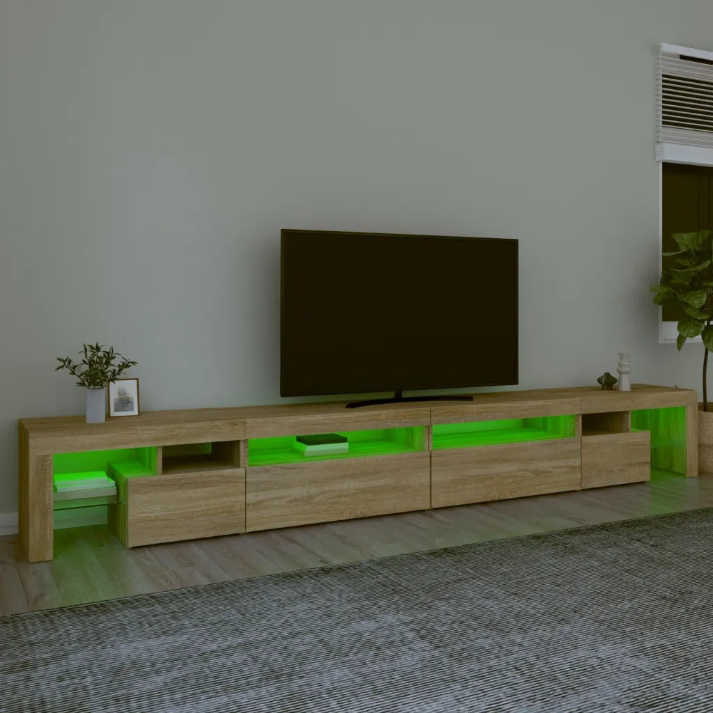 Mobile Porta TV con Luci LED Rovere Sonoma 290x36,5x40 cm 3152804