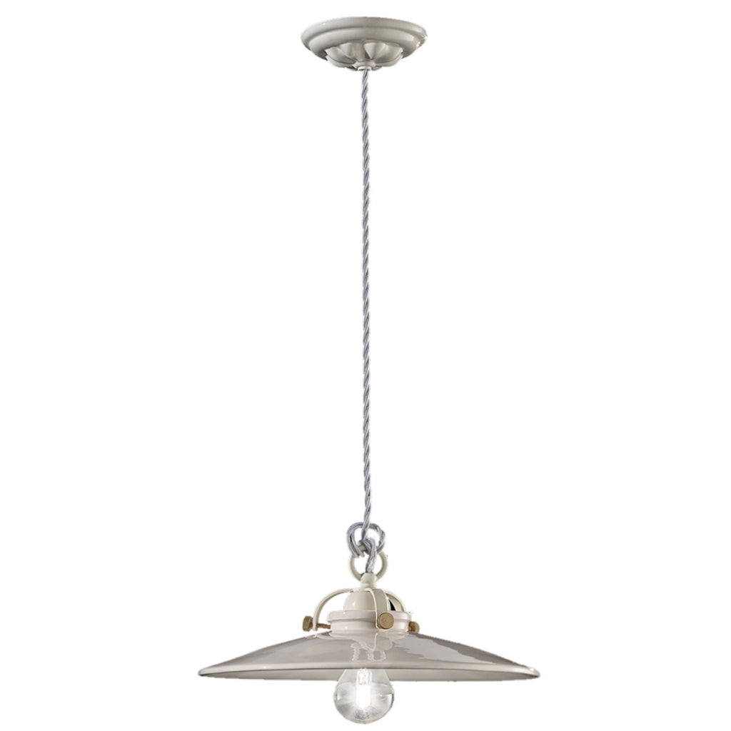 Lampadario Industrial Minimal B&W Metallo Smaltato Bianco 1 Luce E27 31Cm