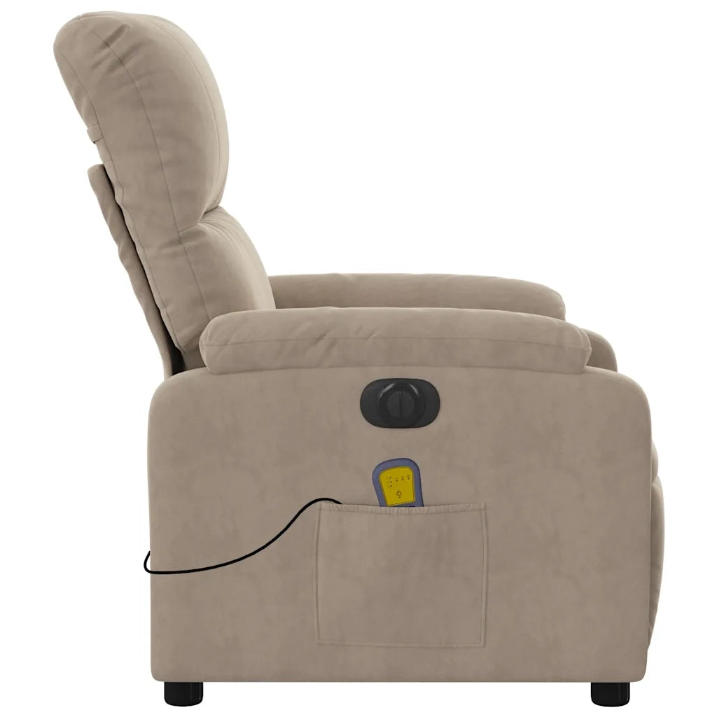 Poltrona Reclinabile Massaggiante | Sedia Relax Elettrica Tortora Microfibra