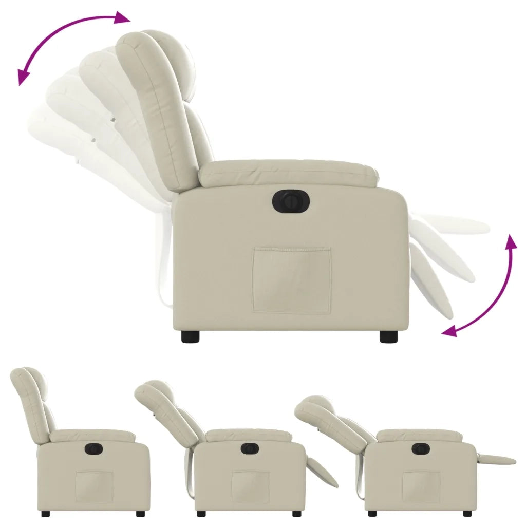 Poltrona | Sedia Relax Reclinabile Elettrica Crema in Similpelle
