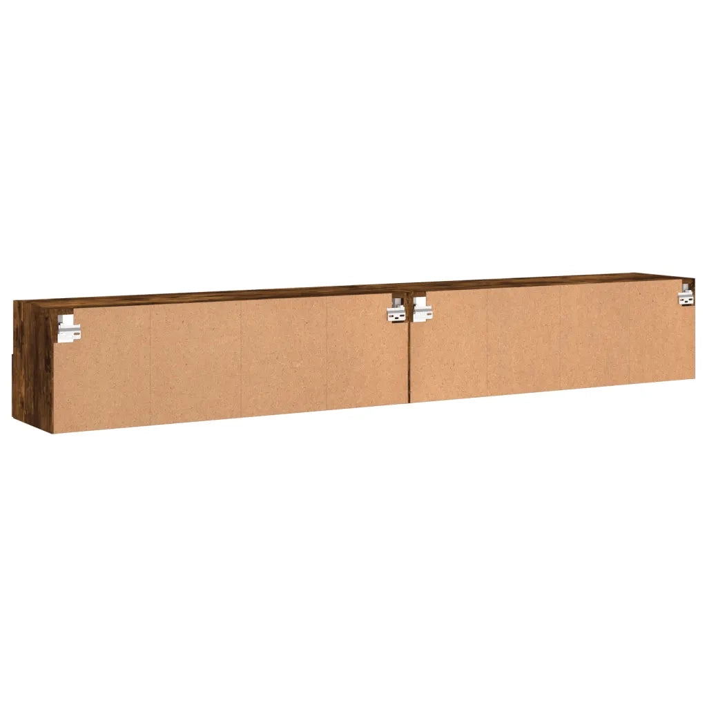 Mobili TV Parete 2 pz-Credenza per TV Rovere Fumo 100x30x30 cm Legno Multistrato