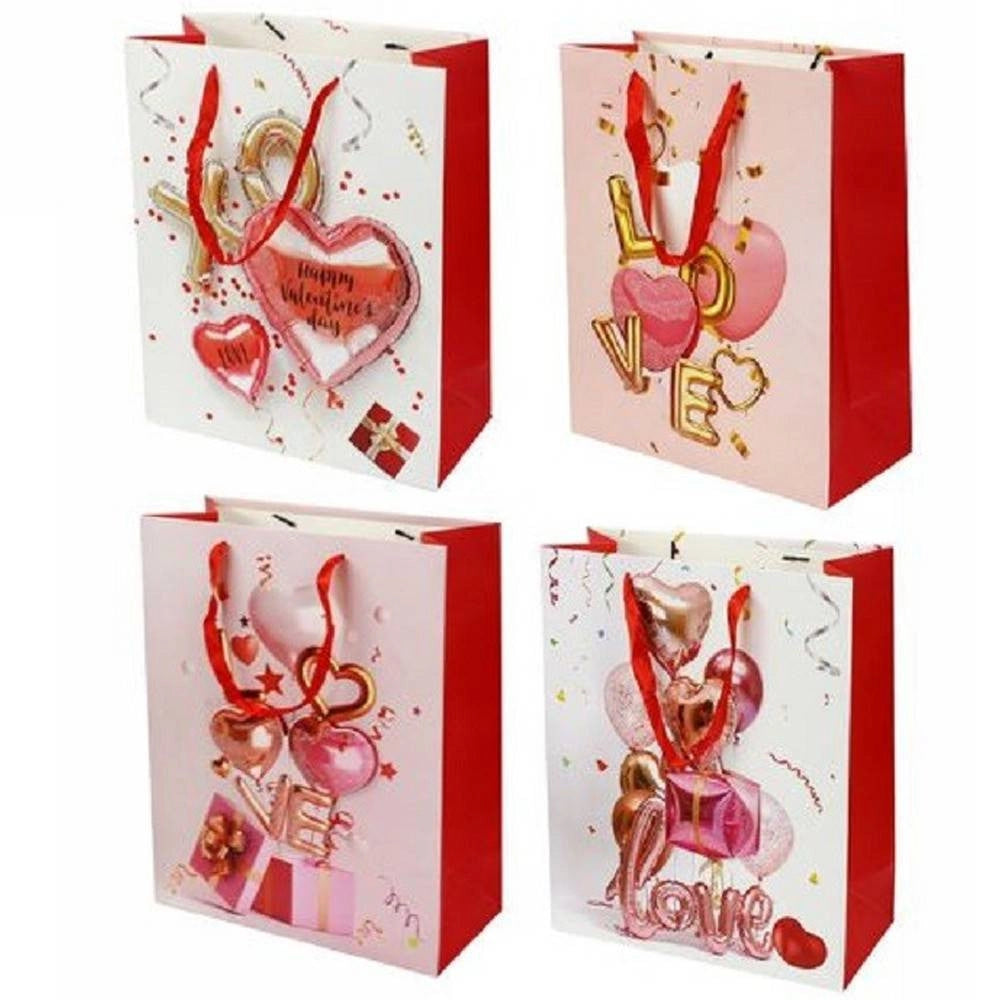 Trade Shop - Set 6 Buste Borsa Regalo Sacchetti San Valentino 30x40x12cm 71097 Varie Fantasie -
