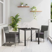 Set da Pranzo per Giardino con cuscino 3 pcs Grigio polyrattan