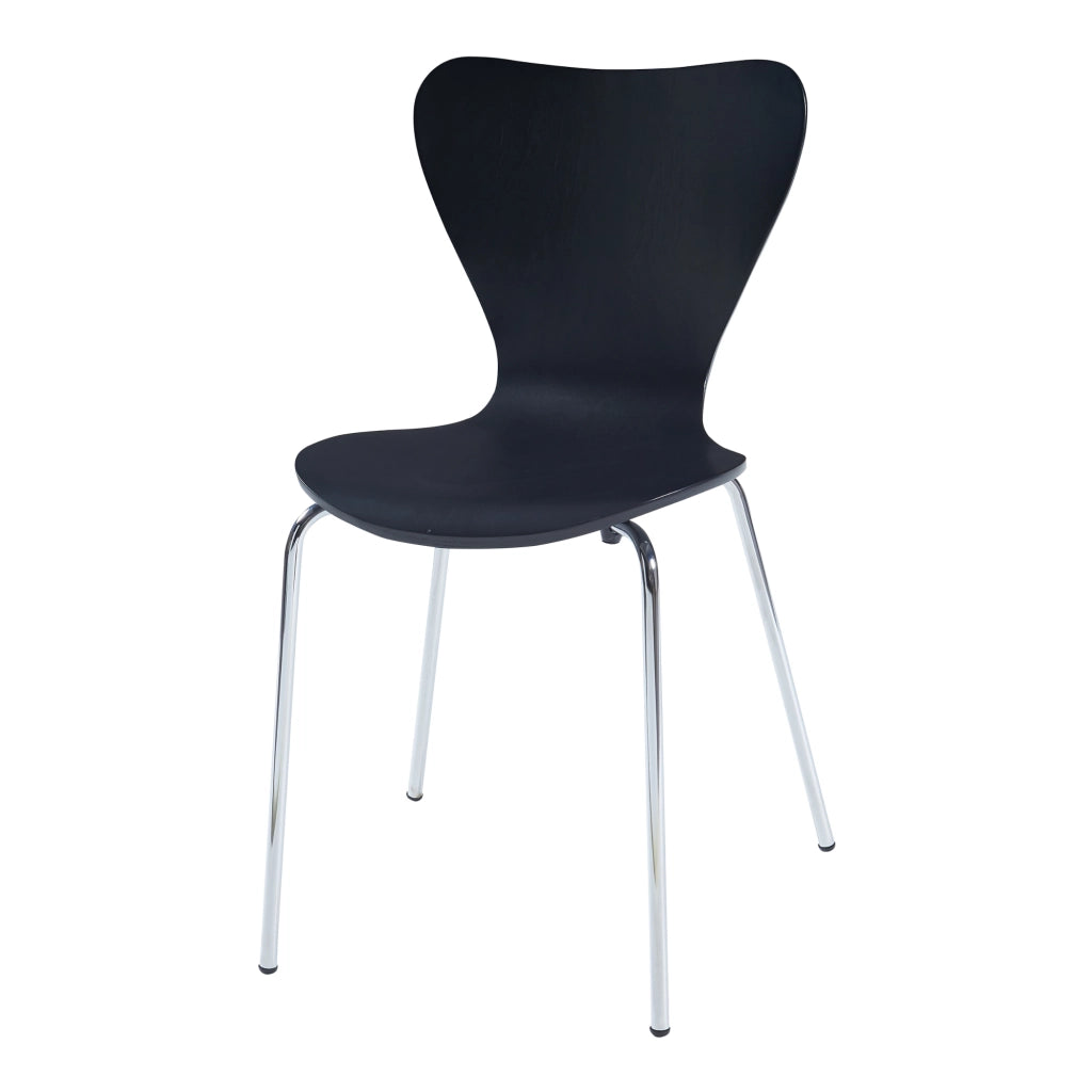 Set di 4 Sedie da Sala Essunga Impilabili - Nero / Cromato [en.casa]