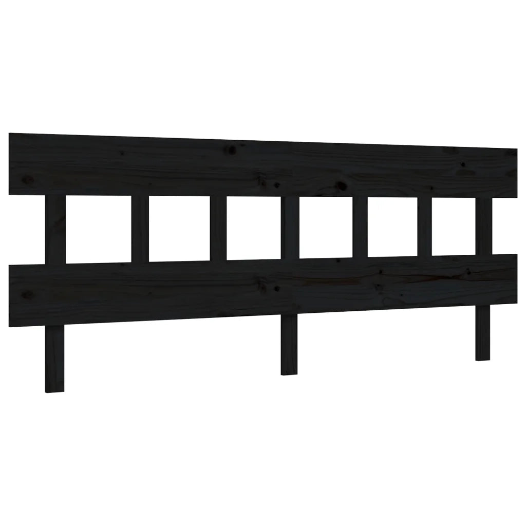 Giroletto con Testiera-Struttura Letto con testiera Nero 200x200 cm in Legno Massello 219820