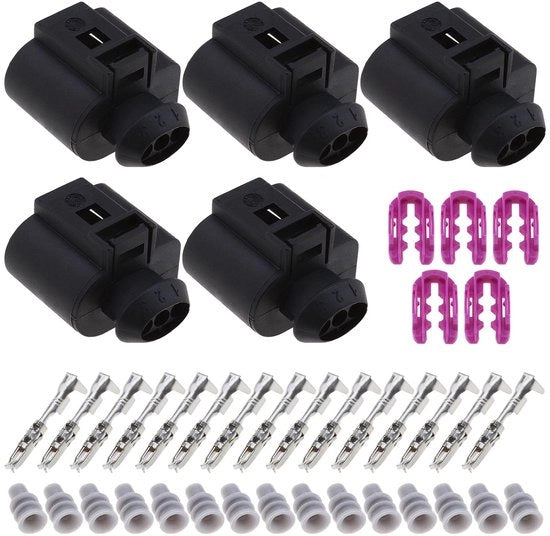 Kit di riparazione auto 3 pin per connettori femminili - impermeabile - nero - kit di connettore femminile per sensor - adatto per VW, Audi, Seat, Skoda