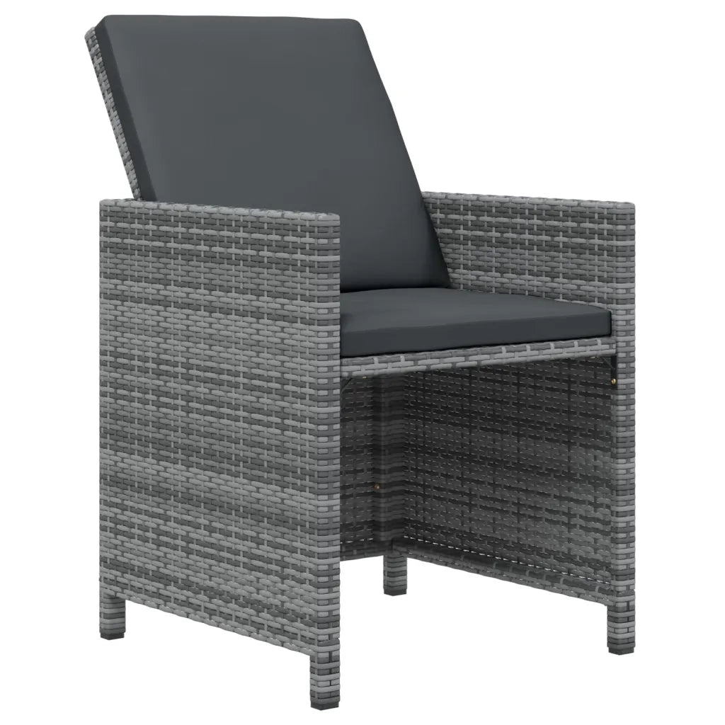 Set Pranzo da Giardino 9 pz con Cuscini in Polyrattan Grigio 3095525