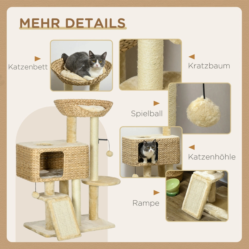 TIRAGRAFFI per gatti 98 cm beige in pannello di legno