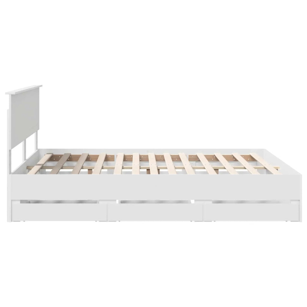 Struttura del letto-Giroletto-Rete del Letto Bianco 160 x 200 cm Legno Ingegnerizzato 224682