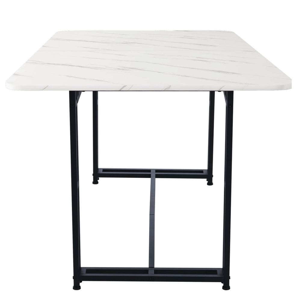 Tavolo da pranzo di lusso leggero 140x80 cm (1 pezzo), struttura in metallo, tavolo da pranzo rettangolare, tavolo da cucina moderno con gambe in meta