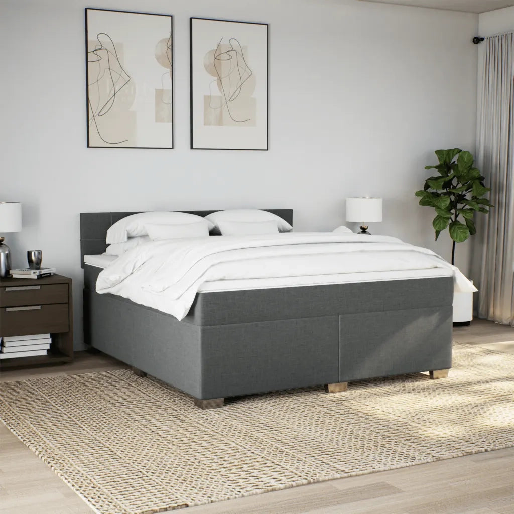 Giroletto a Molle con Materasso Grigio Scuro 180x200 cm Tessuto 3285968