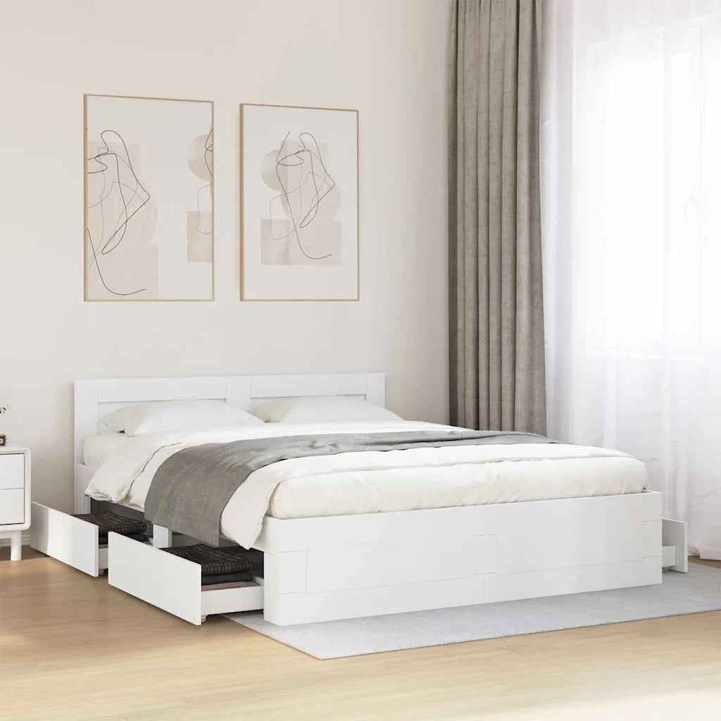 Struttura del letto 2 pcs Bianco 150 x 200 cm Legno multistrato 3402858