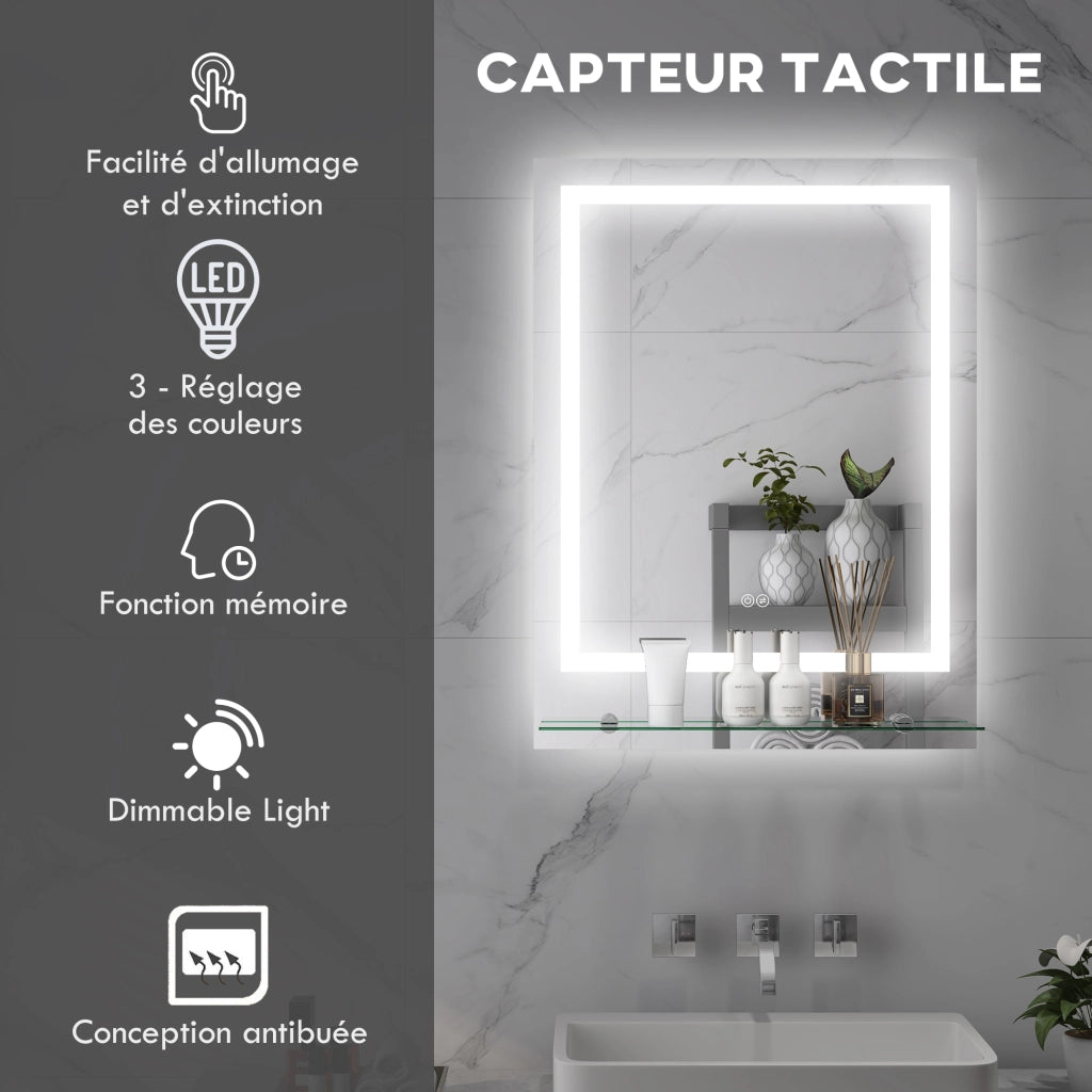 Specchio da bagno rettangolare LED ¨C Minimal ¨C 70x50 cm