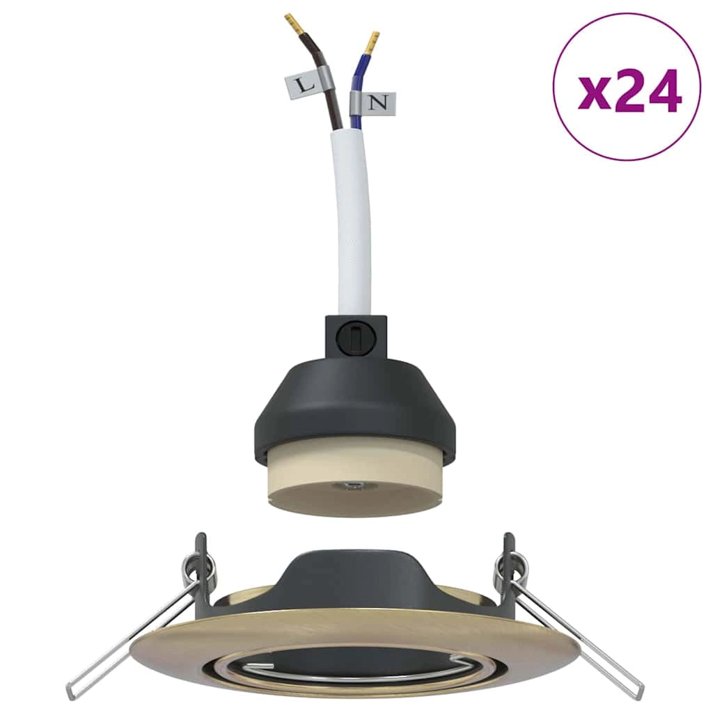 Set di 24 faretti da incasso moderni orientabili 9 x 9 x 2,5 cm in metallo ottone 02_0058284
