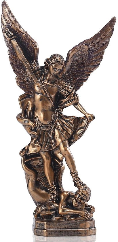 Statua di San Michele Arcangelo in bronzo, 31,8 cm, collezione per decorazione o collezione