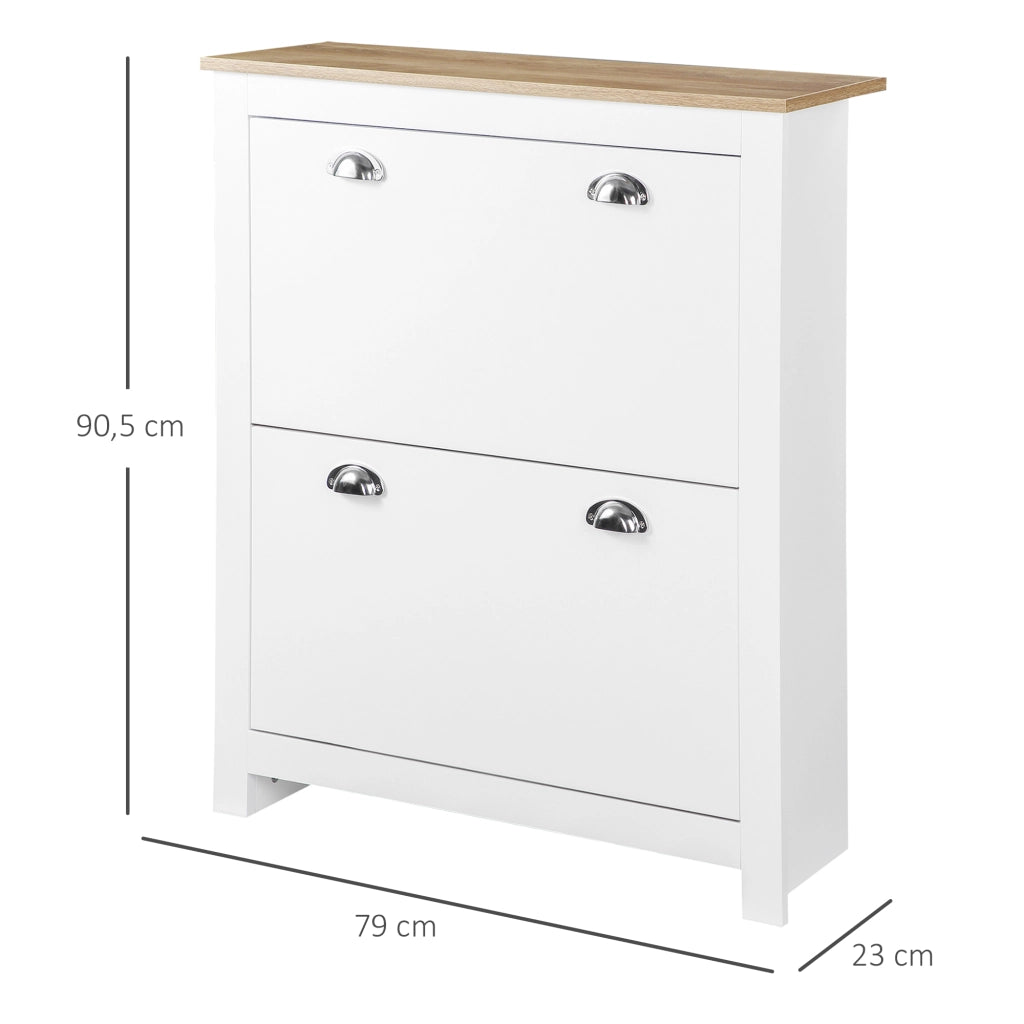 Scarpiera 12 paia ¨C zephmum ¨C bianco e rovere 79x23x90,5 cm