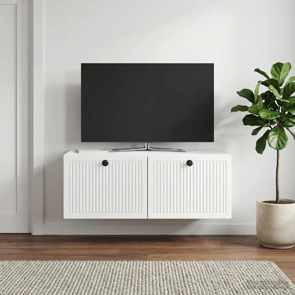 Mobile Porta TV da Muro Bianco Lucido 78,5 x 41 x 30 cm 898009