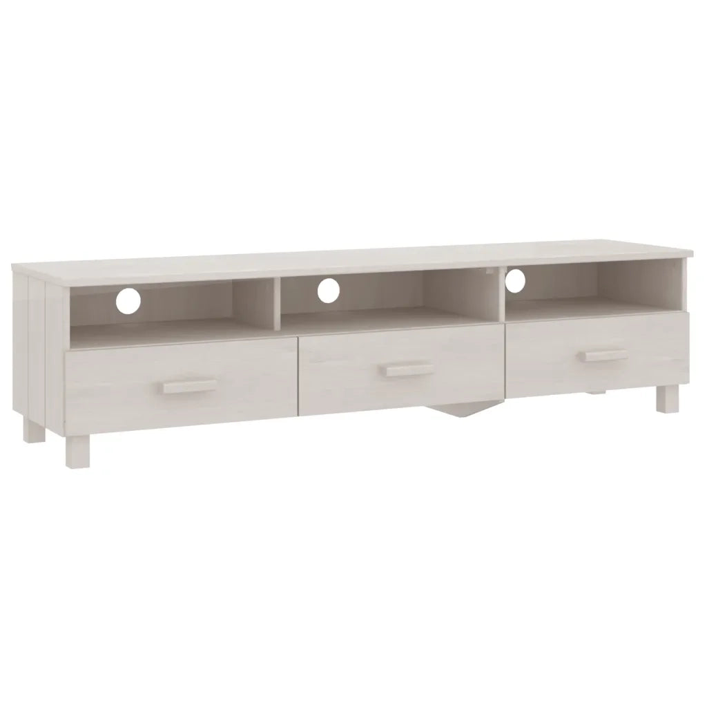 Mobile TV-Credenza TV-Console TV HAMAR Bianco 158x40x40 cm in Legno Massello di Pino