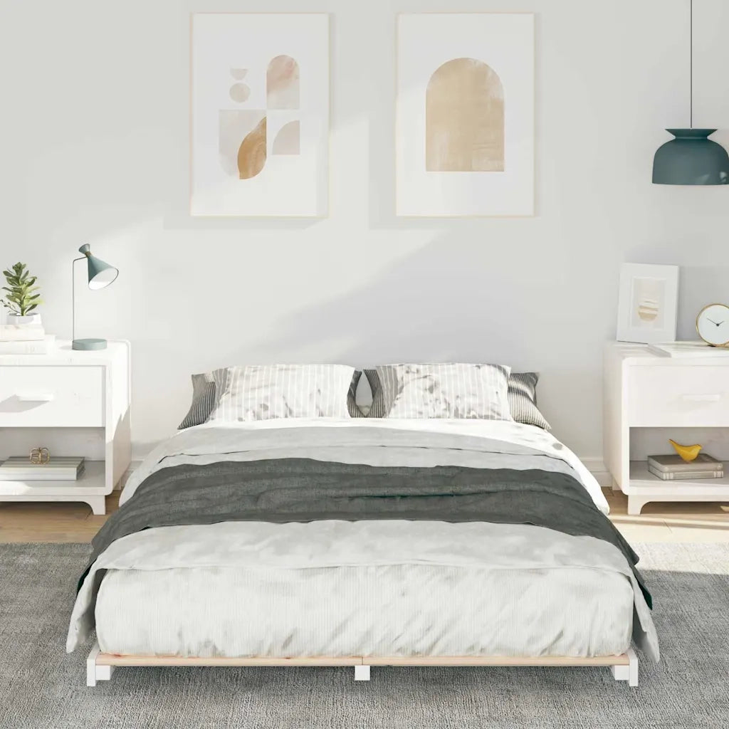 Struttura del letto-Giroletto-Rete del Letto Bianco 135 x 190 cm Pino massello 441060