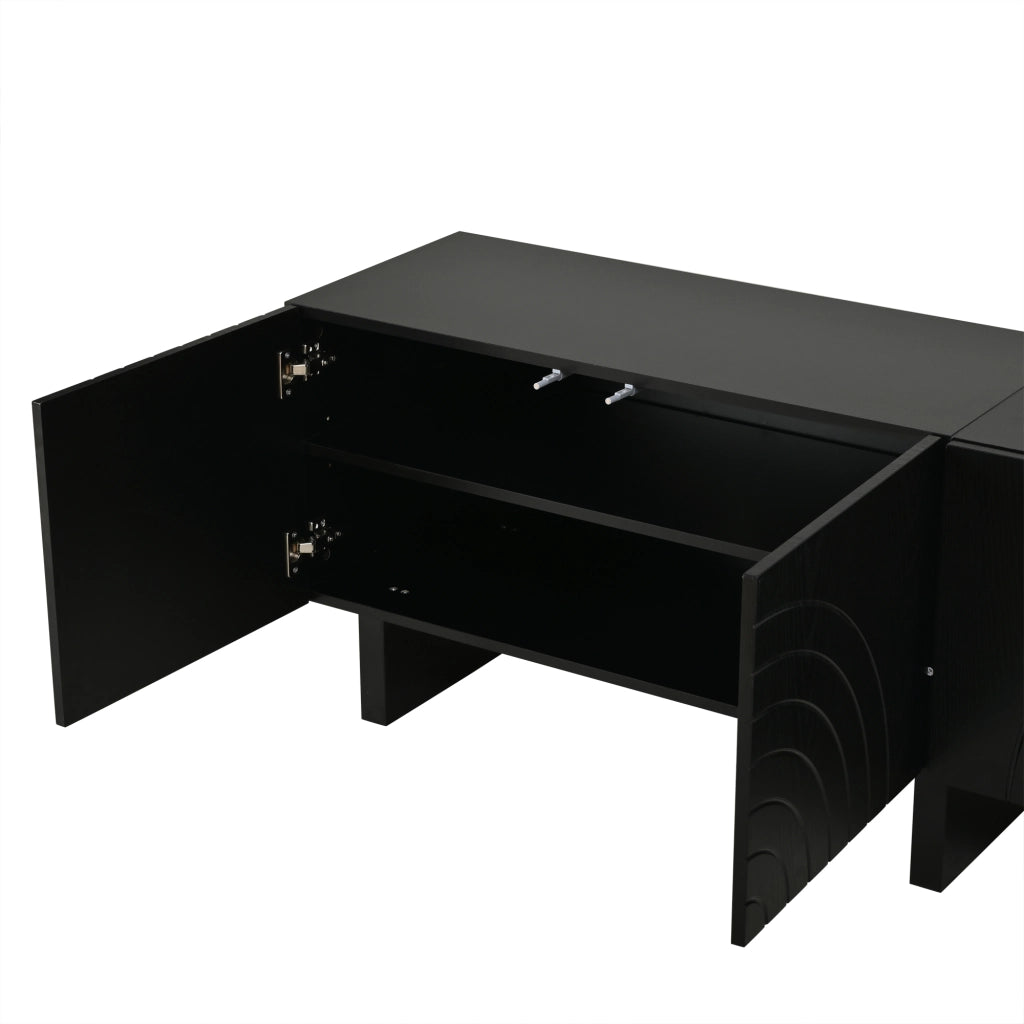 MOBILE TV 180x40x55 cm Nero in Truciolare con 4 Ante per TV fino a 75 Pollici