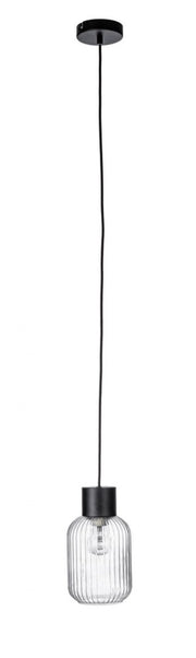 Lampadario 1 luce trasparente-nero D.15x120h