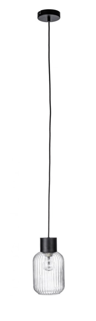 Lampadario 1 luce trasparente-nero D.15x120h
