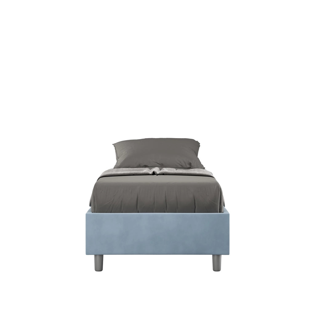 BS COM Letto singolo contenitore imbottito 80x200 microfibra azzurro
