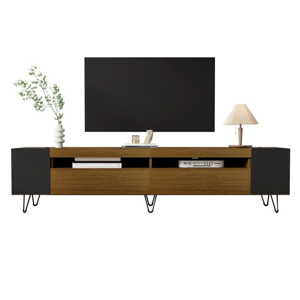 Mobile TV Moderno ¨C MINIMAL ¨C Nero e Legno, 180 cm