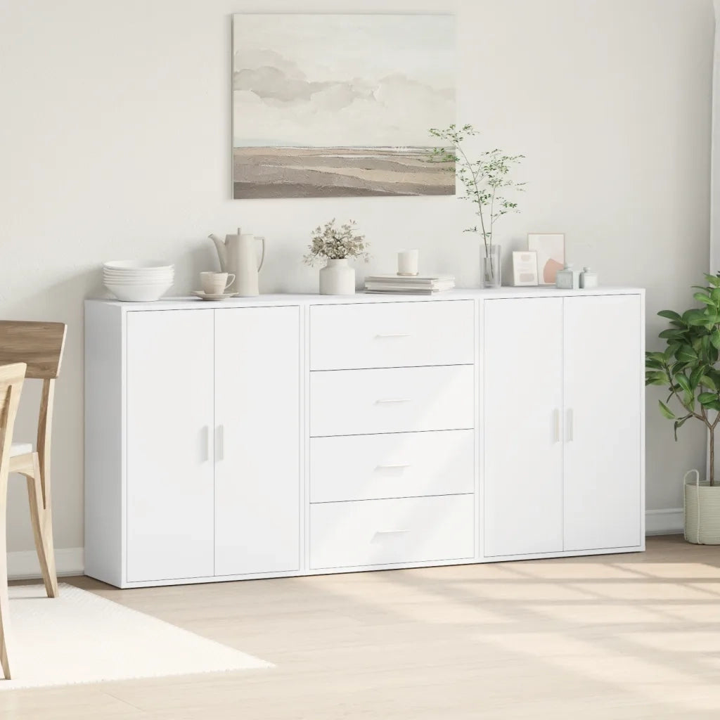 Credenze 3 pz Bianche 60x31x84 cm in Legno Multistrato